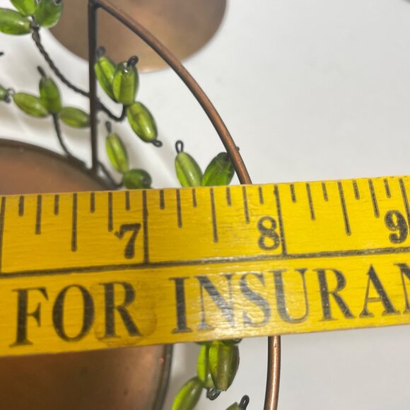 Decorative Shastra Copper & Green Beaded Candle Holder & Bowl Set Made in India - Picture 11 of 12